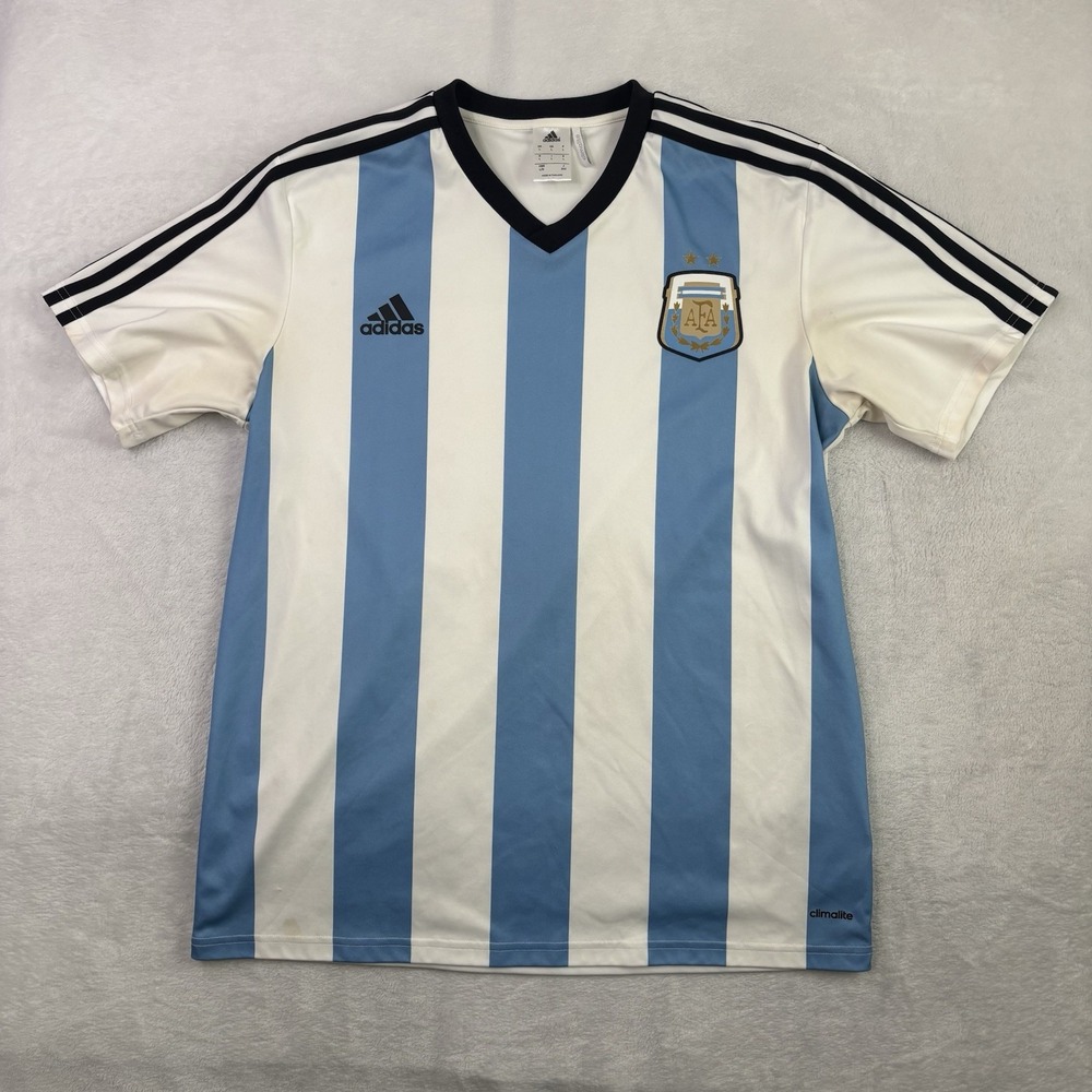 Adidas Climalite 2013-2015 Argentina Home Jersey Soccer Men's Large Stains
